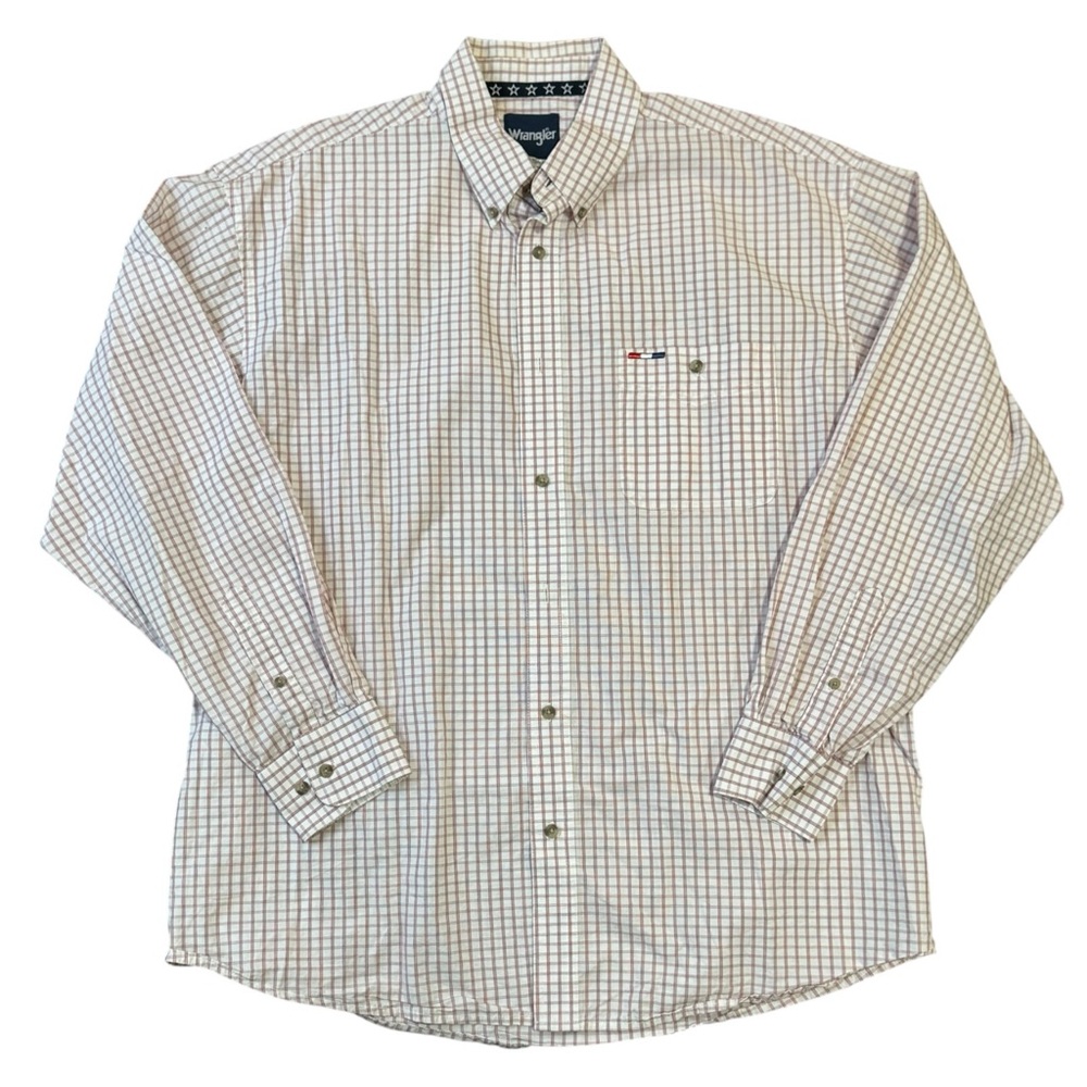 Wrangler Men's XL Long Sleeve Button Shirt - Special Red, White and Blue Detail